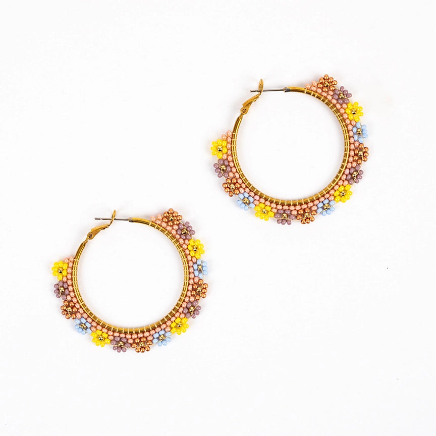 Hand beaded Hoop Earrings