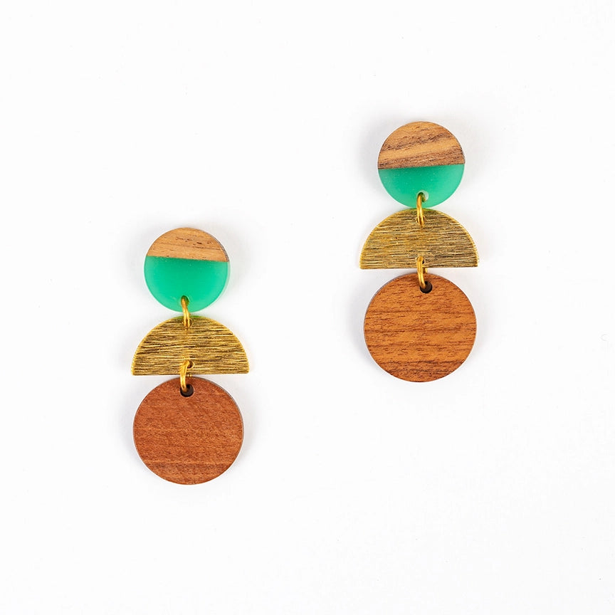 Handmade Wood Disc Earrings