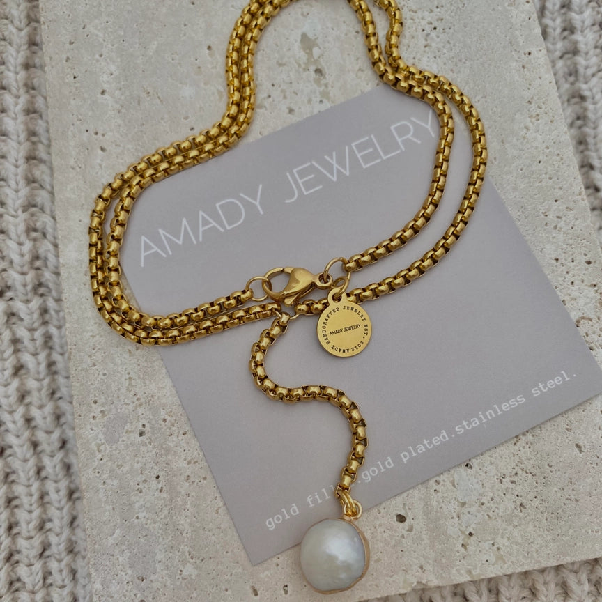 Jumbo Pearl Lariat Necklace