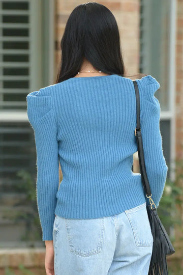 Tan Puff Sleeve Sweater